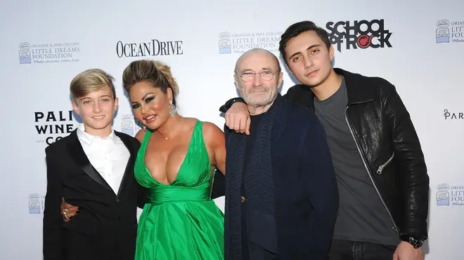 Phil Collins with third wife Orianne Cevey and their sons Matthew (left) and Nicholas (right)