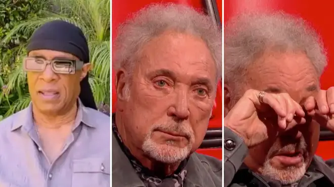 Tom Jones tears up after Stevie Wonder message