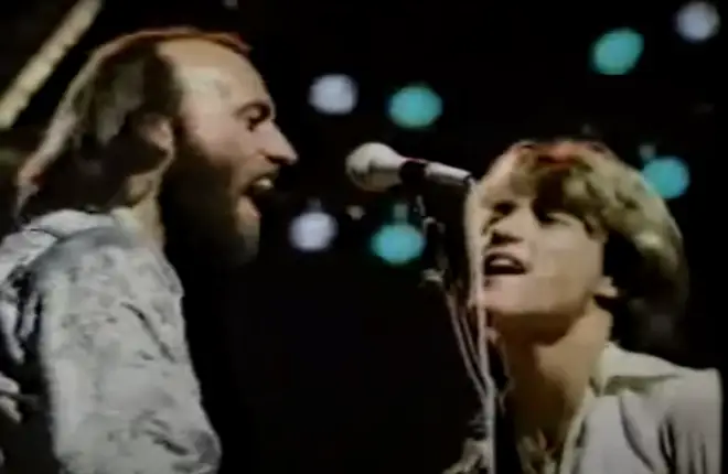 Andy Gibb got on stage with the Bee Gees for an impromptu performance of 'You Should Be Dancing' in 1979 and blew the audience away (pictured with Maurice Gibb)