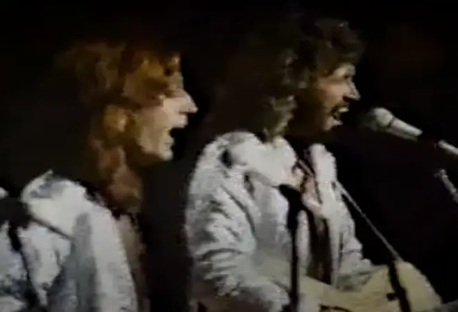Robin Gibb would later say of Andy&squot;s state of mind in the spring of 1988 that he "just went downhill so fast... he was in a terrible state of depression." Pictured (L to R): Robin and Barry Gibb