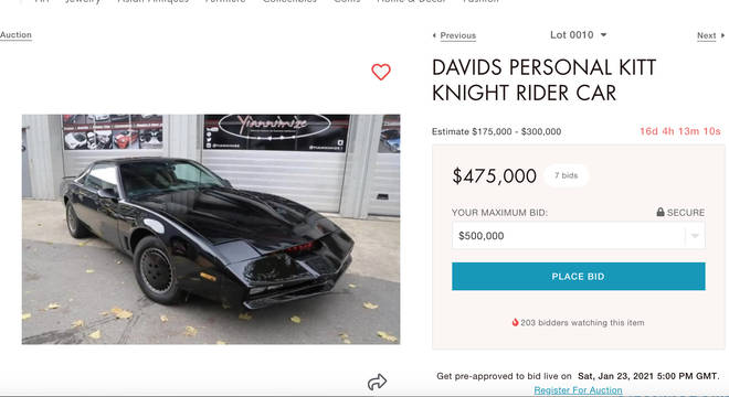 With seven bids and counting for the famous car, David has promised that if the auction price exceeds 25% above the vehicle's reserve price, he will personally hand deliver the car to its new owner.