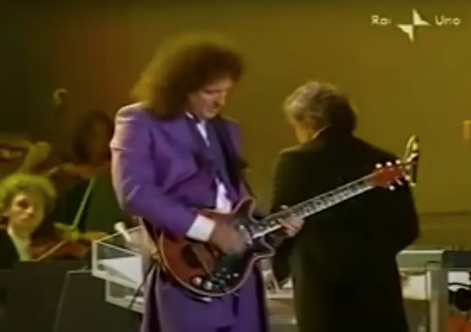 Earlier in the evening, in front of an audience of 25,000 people and televised across Italy, Queen's Brian May and Roger Taylor had opened the show with a rousing performance of 'We Will Rock You'