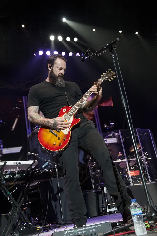 Once he turned his life around and got getting sober, Stephen Gibb went back to performing, writing music and regularly playing the guitar with his dad (pictured on tour with Barry Gibb in 2013)