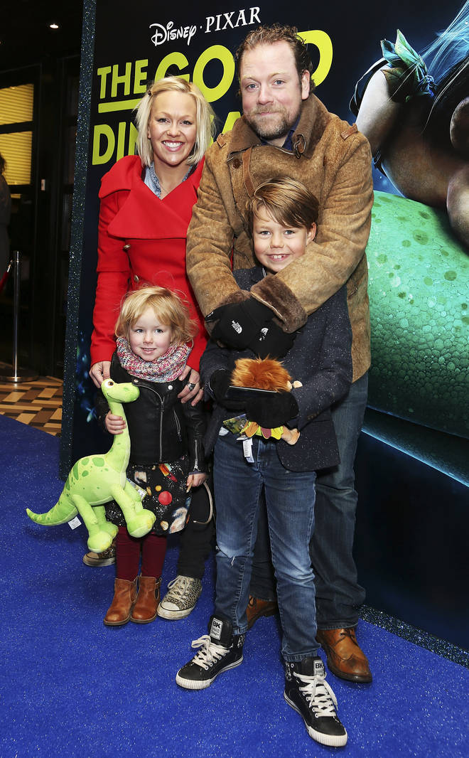 Rufus Hound with wife Beth and children Alby and Hilda in 2015