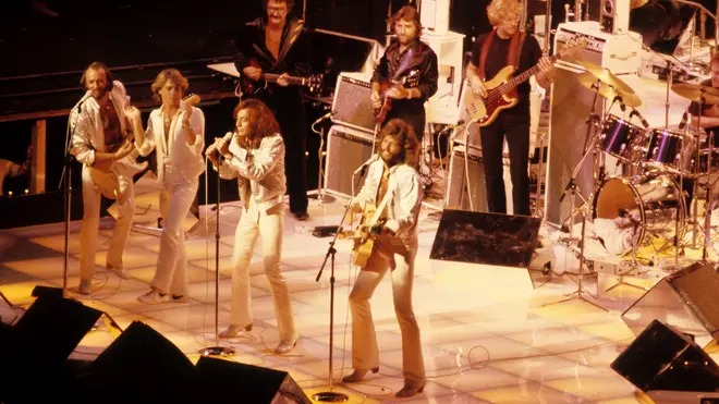 The UNICEF event came nine years before the Bee Gees would officially announce he would be joining them as the fourth member of the band. Pictured performing as a foursome in 1979.