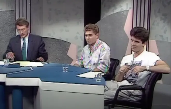 The clip from the Channel 4 programme shows a 28-year-old Simon Cowell in an '80s t-shirt and his trademark bouffant hair as he admonishes the producers of TV show The Singing Detective.