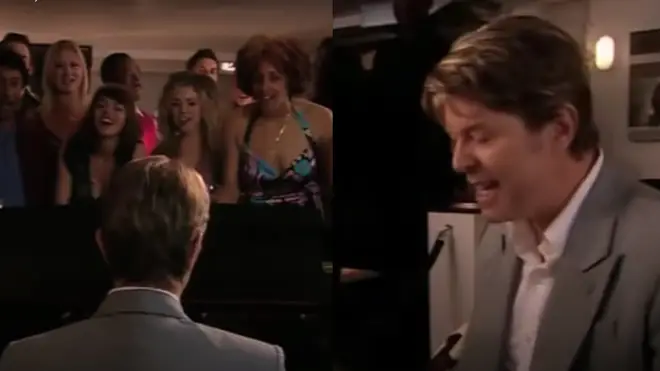 The interview is interspersed with clips of David Bowie playing the piano and singing 'Chubby Little Loser' on the 2006 set of  Ricky Gervais' TV show 'Extras'