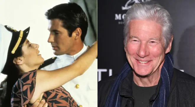 Richard Gere in An Officer and a Gentleman in 1982 and (right) in January 2020