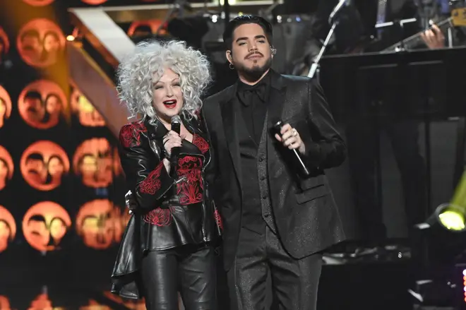 Adam Lambert gave a performance of the famous hit in tribute to Cher, and was later joined on stage by Cyndi Lauper for a duet of Sonny & Cher's famous 'I Got You Babe' (pictured).