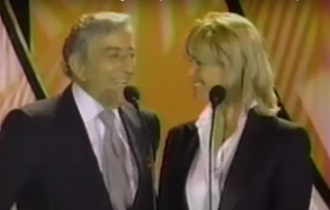 Celine Dion was introduced on stage by singing legend Tony Bennett and actress Bo Derek