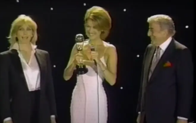 After her performance Celine Dion received her World Music Award for the best-selling Canadian artist of 1996