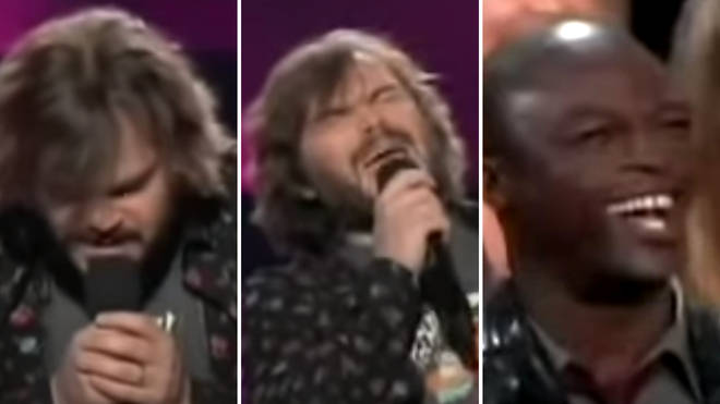Jack Black sings 'Kiss from a Rose' in front of Seal