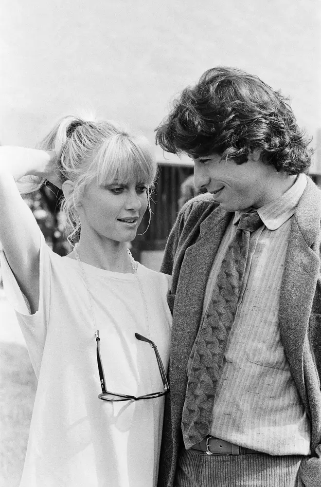 John Travolta and Olivia Newton John in England during the week of release of movie 'Grease' in September 1978.