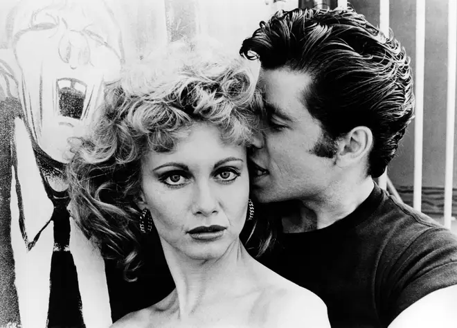 Olivia Newton-John and John Travolta pictured on the set of 'Grease' in 1978.
