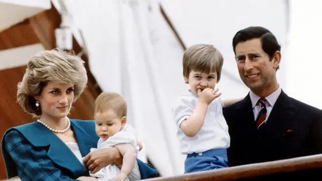 Diana, Harry, William and Charles in 1985