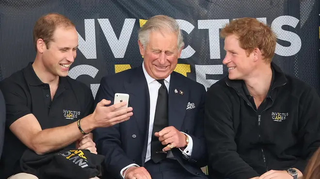 Charles with sons William and Harry in 2014
