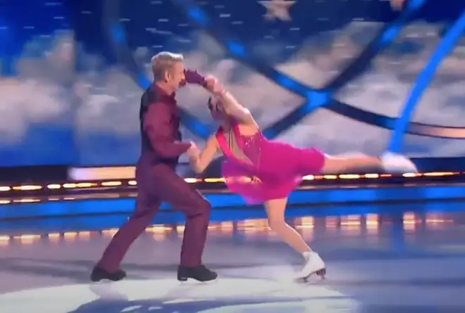 Olympic gold medal winners Jane Torvill and Christopher Dean gave a stunning performance set the the backdrop of FRank Sinatra's 'Fly Me To The Moon'