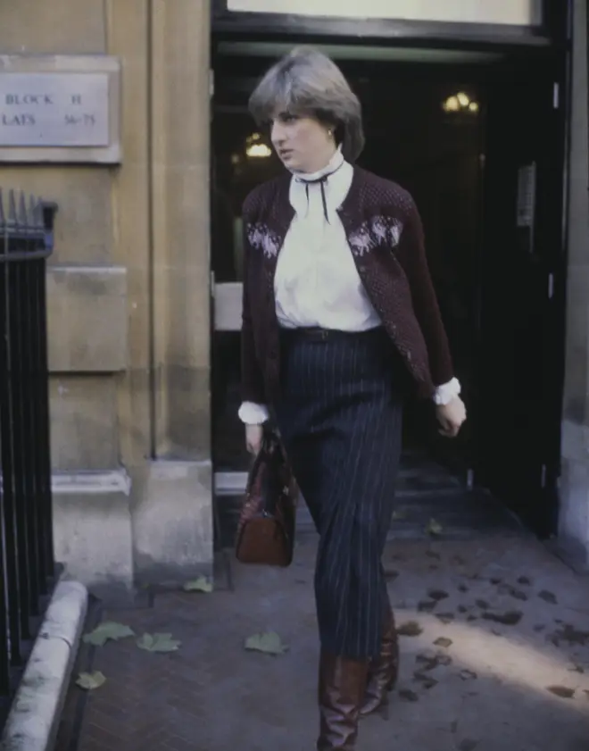 Diana lived at the property with numerous girlfriends and worked at Young England Kindergarten in Pimlico, central London. Lady Spencer pictured leaving her flat in 1980.