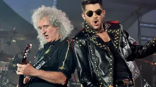 Brian May has revealed Queen have started recording new music with Adam Lambert. Pictured on stage at the Forum on July 3, 2014 in Inglewood, California