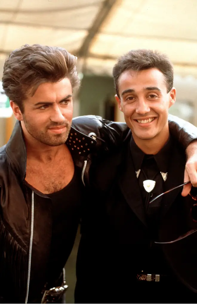 The video comes just four years after George Michael last Wham! and branched out on his own as a solo star. Pictured, Wham!'s George Michael and Andrew Ridgeley backstage on their farewell concert 'The Final' at Wembley Stadium on June 26, 1986