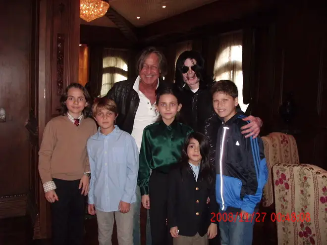 Paris Jackson (centre) poses with her father Michael Jackson (top right) and brothers Blanket (front) and Prince Michael (far left) at Neverland Ranch in 2008.