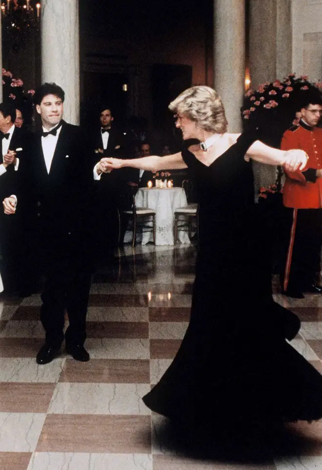 “I put my hand in the middle of her back, brought her hand down so that it wouldn’t be so high and gave her the confidence that we would do just fine," John Travolta later said of his dance with Princess Diana (pictured).