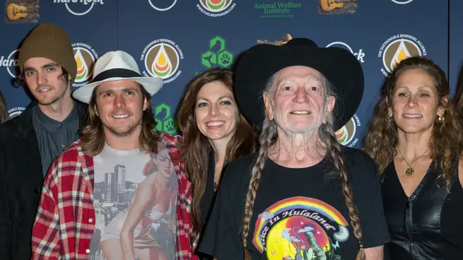 Willie Nelson with children Jacob, Lukas and Amy, and wife Annie