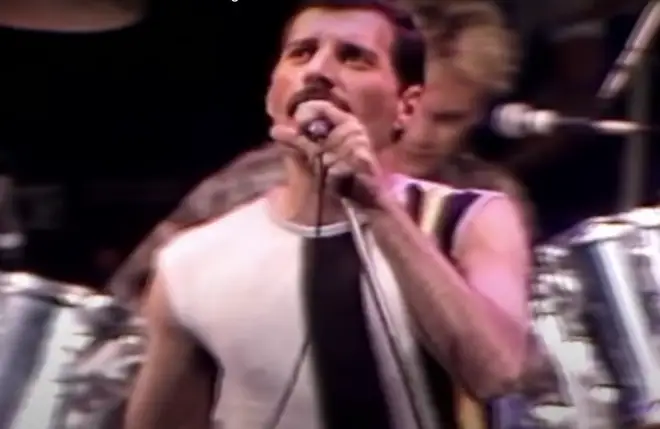 Queen may be known as the kings of showmanship, but Freddie Mercury's famous performance at Live Aid blew every other band out of the water. Pictured: Freddie Mercury rehearsing for Live Aid.