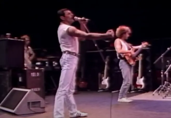 The video is reportedly a mix of rehearsals for both the band's arena show in Montreal, Canada and Live Aid at Wembley and opens with the partial rehearsal of Queen's 'Seas of Rye' (pictured)