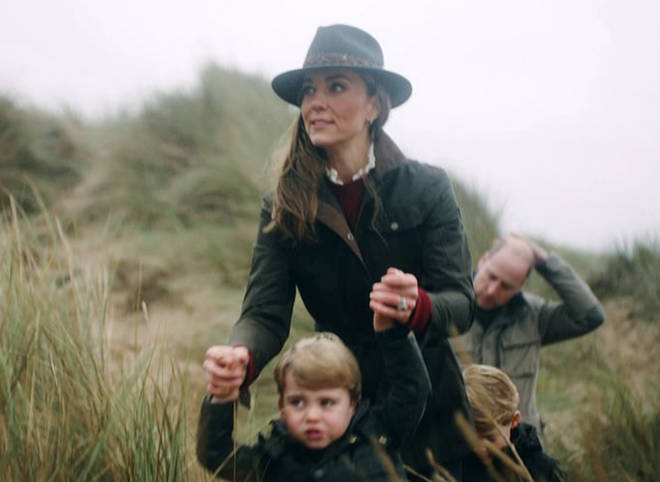 Anmer Hall, the couple's Norfolk home, is where the family-of-five spent most of lockdown in 2020 and was where William and Kate hosted many zoom calls throughout the pandemic Pictured, the family on a walk through sand dunes)..