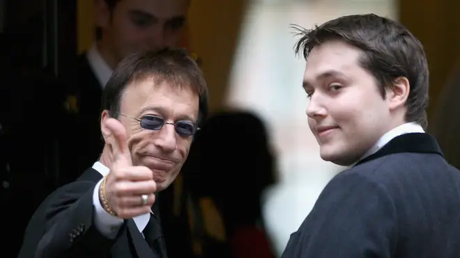 Robin Gibb with son RJ in 2009