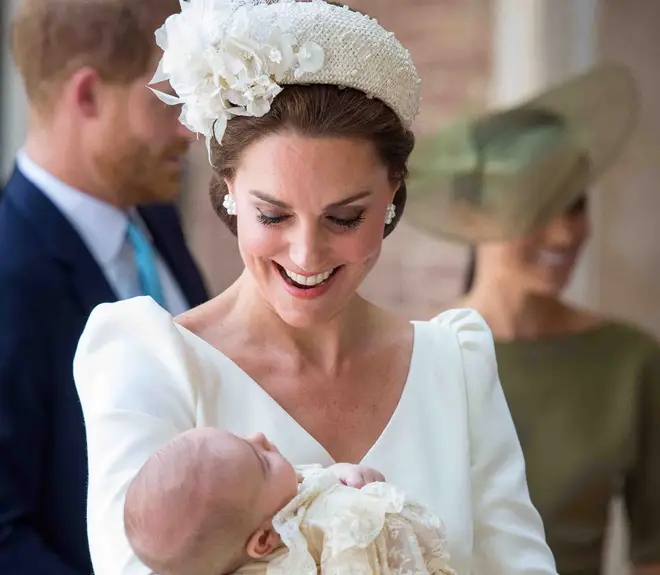 The Duchess of Cambridge with Prince Louis at his Christening