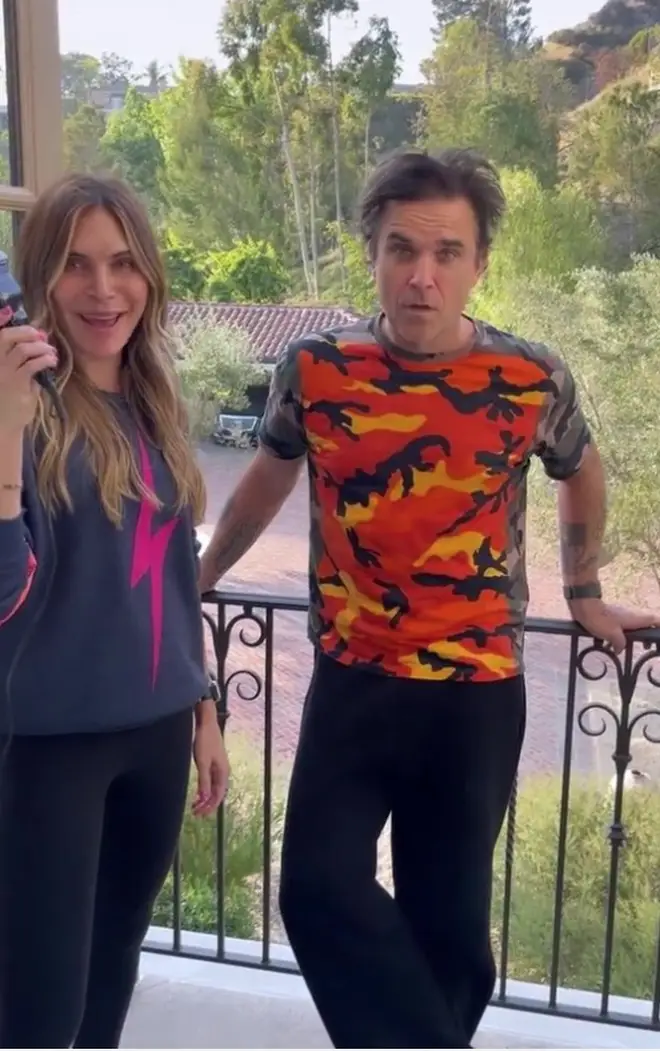 In a video posted of Ayda Field's Instagram page, the 'Rock DJ' singer and his wife can be seen on the balcony of the star's Los Angeles home as Ayda holds up a pair of clippers.