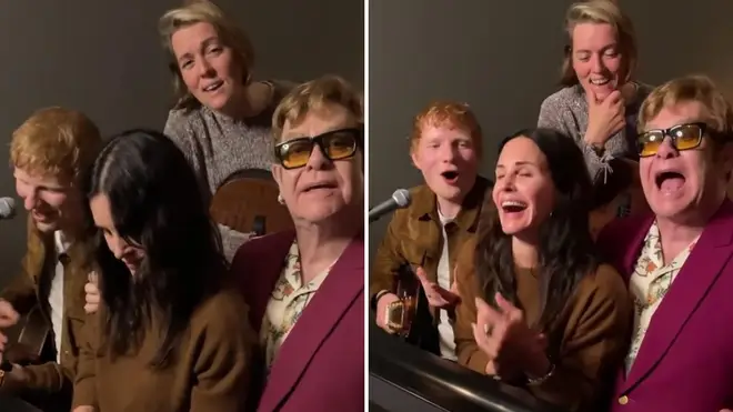 Ed Sheeran, Elton John and Courteney Cox sing Phoebe's version of 'Tiny Dancer' for Lisa Kudrow