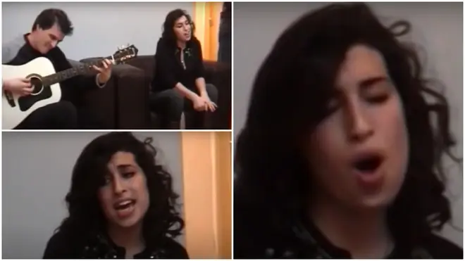 In footage from the 2015 documentary film Amy, the teenage singer sits down in a room filled with record executives and proceeds to give a stunning acoustic performance of her song 'I Heard Love Is Blind'.