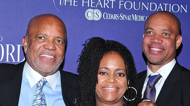 Berry Gordy (centre) with daughter Hazel and son Kerry