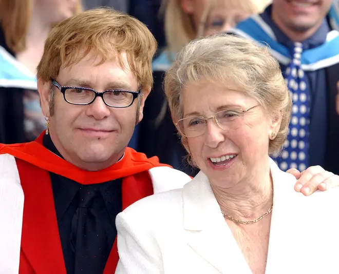 Elton John and his mother Sheila in 2002