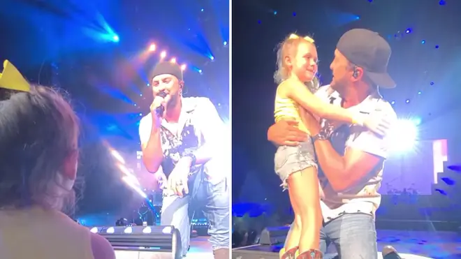 Luke Bryan makes a 7-year-old fan's dream come true with adorable on-stage duet - video