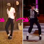 Michael Jackson practising thee Moonwalk
