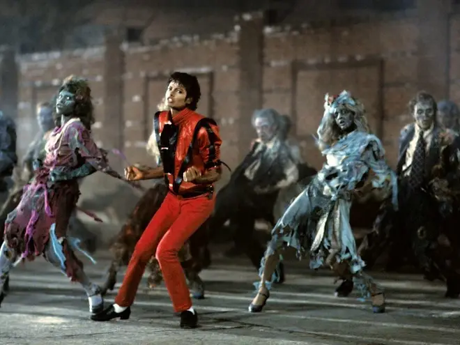 Michael Jackson dancing in the iconic 1983 music video for 'Thriller'