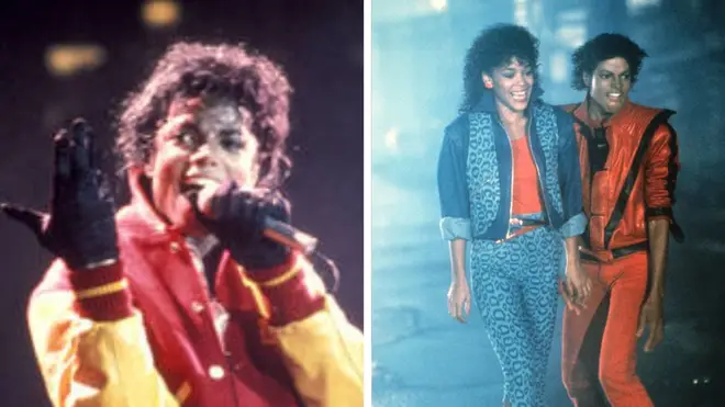 Michael Jackson performing 'Thriller' live, and a still from the 1983 music video