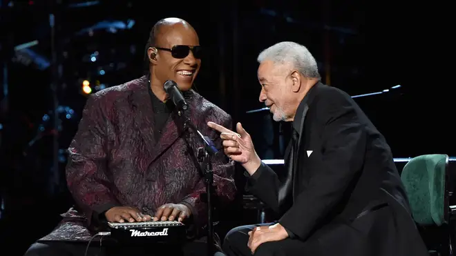 Stevie Wonder and Bill Withers perform onstage during the 30th Annual Rock And Roll Hall Of Fame Induction Ceremony on April 18, 2015. (Photo by Mike Coppola/Getty Images)