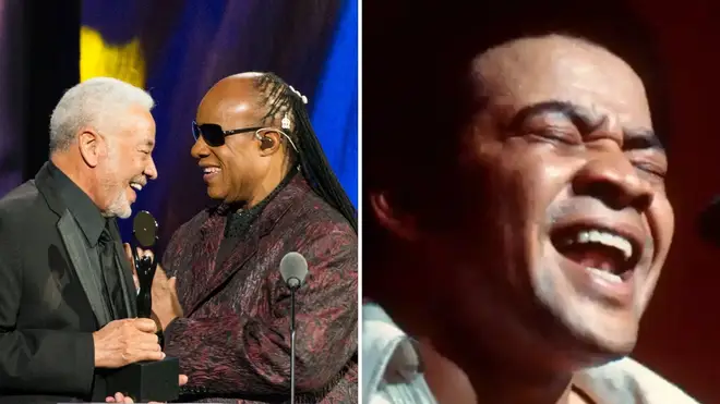 Stevie Wonder inducting Bill Withers into the Roll & Roll Hall Of Fame, and Withers performing at London's Hammersmith Odeon in 1972. Photos: Getty Images