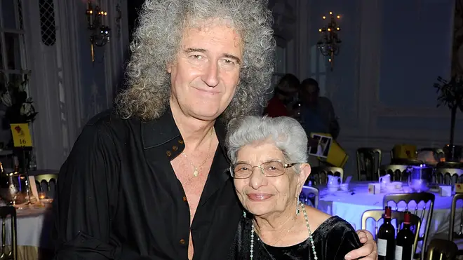 Brian May with Freddie Mercury's mother Jer Bulsara in 2011
