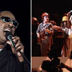 Stevie Wonder performing at the 1996 Olympic closing ceremony in Atlanta, and Stevie Wonder on stage with John Lennon.