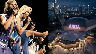 ABBA performing at Wembley Arena, and the first image of the purpose-built ABBA Arena