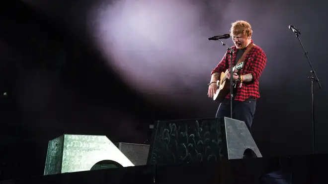 Ed Sheeran headlining Glastonbury Festival's Pyramid Stage in 2017. (Photo by Ian Gavan/Getty Images)