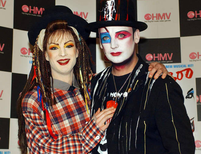 Euan Morton and Boy George at the opening of Taboo the Musical