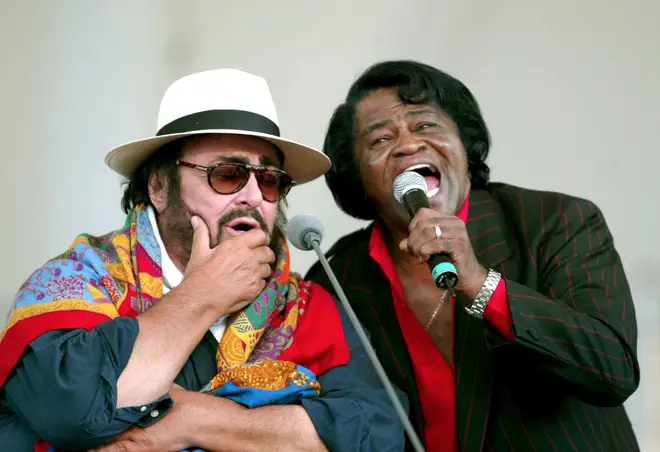 James Brown performed with Pavarotti at his concert in 2002