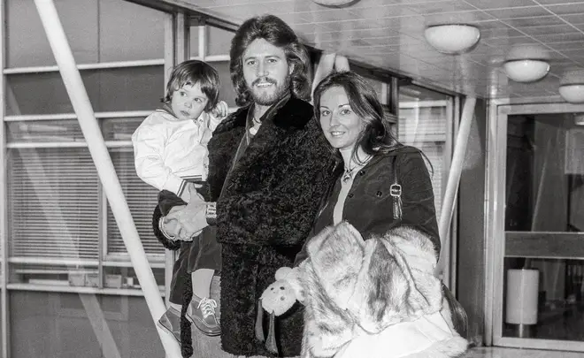 Barry Gibb and wife Linda at Heathrow with their first son Stephen